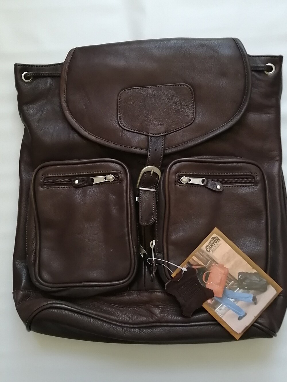 Genuine Leather Brown Computer Backpack NWT